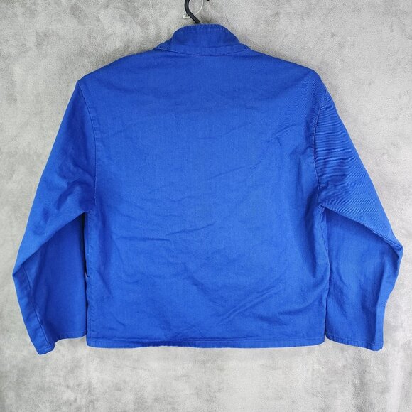 Mens DHE Blue Work Jacket 100% Cotton With Pockets Full Zipper Closure Size 44 - Picture 6 of 9